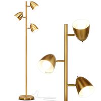 Brightech Jacob - LED Reading and Floor Lamp for Living Rooms & Bedrooms - Classy, Mid Century Modern Adjustable 3 Light Tree - Standing Tall Pole Lamp with 3 LED Bulbs - Antique Brass/Gold