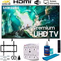 Samsung UN82RU8000 82" RU8000 LED Smart 4K UHD TV (2019) w/Deco Mount Flat Wall Mount Kit Ultimate Bundle, Screen Cleaner (Large Bottle) and SurgePro 6-Outlet Surge Adapter w/Night Light