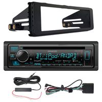 Kenwood KDC-BT33 Single-DIN in-Dash CD/Bluetooth Receiver, Enrock Stereo Installation Kit for Select 1998-2013 Harley Davidson Motorcycles, Amplified Signal Reception Booster Kit