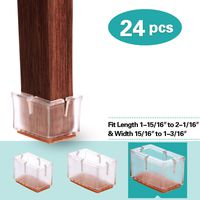 MelonBoat Chair Leg Floor Protectors with Felt Furniture Pads, Glides Feet Caps, A-RT058, 24 Pack, Fit Rectangle Length 1-15/16 to 2-1/16 inches (4.9-5.3cm) and Width 15/16 to 1-3/16 inches (2.4-3cm)