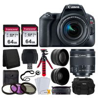 Canon EOS Rebel SL2 Digital SLR Camera + EF-S 18-55mm f/4-5.6 IS STM Lens + 58mm Wide Angle & Telephoto Lens + 2x 64GB Memory Card + DC59 Gadget Bag + 12" Flexible Tripod + UV Filter Kit + Accessories