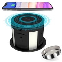 Pop Up Socket Desk Recessed Power Strip, Kitchen Counter Automatic Pop Up Outlet with Phone Wireless Charger Station, Surge Protector Hidden Pop-Up Desktop Power Dock.