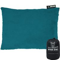 Wise Owl Outfitters Camping Pillow Compressible Foam Pillows - Use When Sleeping in Car, Plane Travel, Hammock Bed & Camp - Adults & Kids - Compact Small & Large Size - Portable Bag - MD Green
