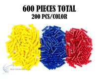 600 PCS Red Blue Yellow Vinyl Butt Connector 22-10 Gauge 12V Electrical Install