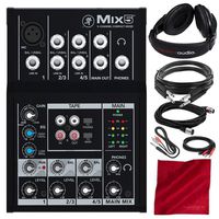 Mackie Mix Series Mix5 5-Channel Compact Mixer and Deluxe Bundle w/Closed-Back Headphones + Cables + Fibertique Cloth