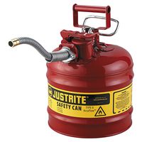 Justrite 7220120 - Galvanized Steel, AccuFlow Type II Red Safety Can with 5/8" Flexible Spout, Large ID zone, Meets OSHA & NFPA For Handling Hazardous liquids. .  2 Gallon (7.5L) Size.
