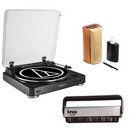Audio Technica AT-LP60BK Turntable w/ Knox Vinyl Brush Cleaner & Cleaning Kit