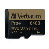 Verbatim 64GB Pro Plus 600X microSDXC Memory Card with Adapter, UHS-I V30 U3 Class 10