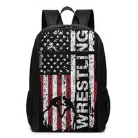 Clarissa Bertha USA Flag Wrestling Business Laptop Backpack Slim Travel College School Bookbag for Women Men Black
