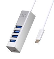 Blucoil Mini Aluminum USB-C Hub with 4 Ports USB Expansion - for Apple MacBook/MacBook Pro/iMac/iMac Pro, Google Pixel Chromebook, Samsung and More, Compatible with Windows and Linux PC