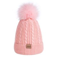 Kids Toddler Baby Winter Beanie Hat, Children's Warm Fleece Lined Knit Thick Ski Cap with Pom Pom for Boys Girls (Pink)