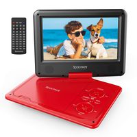 Portable DVD Player 11.5'' with 5 Hours Rechargeable Battery by SPACEKEY, 9" Swivel Screen, Support USB/SD Slot and 1.8 Meter Car Charger, Support Memory and Region Free (Red)