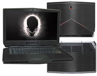 Decalrus - Protective Decal for 2015 Release Alienware 15 Non-Touch (15.6" Screen) Laptop Black Texture Brushed Aluminum Skin Carbon Fiber Skins case Cover wrap BA2015alienwr15NoneTouchBack