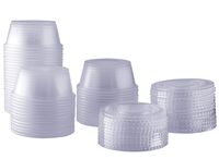 [100 Sets - 3.25 oz.] Plastic Disposable Portion Cups With Lids