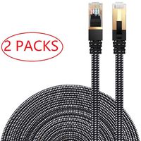 Cat 7 Ethernet Cable, 2 Packs 1.6ft DanYee Nylon CAT7 High Speed Professional Gold Plated Plug STP Wires CAT 7 RJ45 Ethernet Cable (Black 1.6ft 2 Packs)