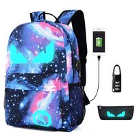 Anime Luminous Backpack Noctilucent School Bags Daypack USB chargeing port Laptop Bag Handbag For Boys Girls Men Women (Blue Backpack)