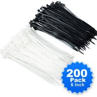Simple Deluxe HICBLETIE6 200-Pack 6 Inch Self-Locking Versatile Nylon Cable Wire Zip Ties in Black & White, 6inch 200pcs