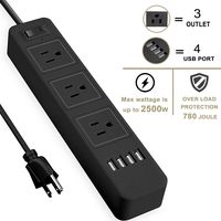 Power Strip with USB Ports 4 Fast Charging USB Surge Protector with Overload Protection and Lightning Protection Power Strip with 4 USB 3 Outlets 6.6 Foot Long Cord Flat Plug Power Strip with USB