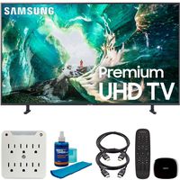 Samsung UN75RU8000 75-inch RU8000 LED Smart 4K UHD TV (2019) Bundle with Logitech Harmony Companion Universal Remote with Hub, 2X HDMI Cable, Screen Cleaner for LED TVs and 6-Outlet Surge Adapter