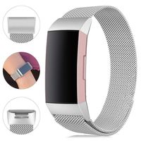 Find-MyWay Replacement Compatible with Fitbit Charge 3 Bands/Charge 3 SE Metal Bands Wristband Accessory Breathable Sport Bracelet Strap Small & Large for Women Men Silver Rose Gold 10 Colors