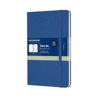 Moleskine Two-Go Textile Notebook, Hard Cover, Medium (4.5" x 7") Lapis Blue