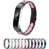 Greeninsync Compatible with Fit Bit Alta Bands Metal, Replacement for Fit Bit Alta HR Stainless Steel Bands Adjustable Accessory Wristband Small Large W/Silicone Cover for Fit Bit Alta Bracelet-Pink