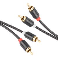 J&D 2RCA to 2RCA Cable, RCA Cable Gold-Plated [Audiowave Series] 2 RCA Male to 2 RCA Male Stereo Audio Cable with PVC Shelled Housing and Nylon Braid - 3 Feet
