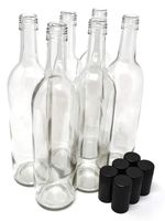 Wine Bottles with Screw Caps, Clear, 750ml - Pack of 6