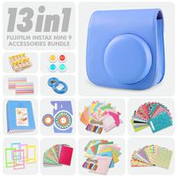 Fujifilm Instax Mini 9 Cobalt Blue 13 Piece Accessory Bundle Includes Camera Case with Strap, Selfie Lens, Photo Album, Decorative Stickers, Colorful Frames and a Whole Lot More