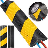 Happybuy 3 Feet Rubber Speed Bump Driveway Modular Heavy Duty Speed Bumps 38.6 x 11.4 x 2.2 Inch 2-Channel Cable Protector Ramp for Garage Gravel Roads Asphalt Concrete (2-Channel, 3ft-Speed Bump)