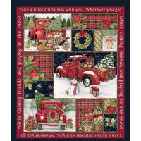 Fine Christmas Fabric Red Truck Collage Panel, 36" x 44" Garden Flag Snowman, Home Decorative Merry Christmas Seasonal Panels Xmas Gifts (Multicolor)