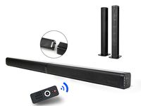 2 in 1 Sound Bar for TV, 37-Inch Separable Soundbar 2.0 Channel Wired & Wireless Bluetooth TV Speakers V5.0 + EDR Dual Stereo AUX/USB Connection with 4 Driver Speakers, Black-in Subwoofers