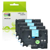 NineLeaf 4 Pack Label Tape Cartridge Compatible for Brother P-Touch Laminated TZ-525 TZe 525 TZe525 TZ525 White on Blue 9mm x 8m 3/8" x26.2ft for P-Touch PT-D210 D200 H110 H100 D400 D600 Label Maker