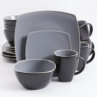 Gibson 102266.16RM Soho Lounge Square 16-Piece Dinnerware Set Service of 4, Stoneware, Grey, Gray
