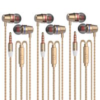 VPB V1 Headphones with Remote & Microphone, in Ear Earphone Stereo Sound Noise Isolating Tangle Free for iOS and Android Smartphones, Laptops, Gaming (3 Pairs of Gold)