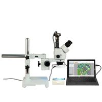 OMAX 3.5X-90X Digital Zoom Trinocular Single-Bar Boom Stand Stereo Microscope with 54 LED Ring Light and 3.0MP USB Digital Camera