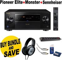 Pioneer Elite SC-87 9.2-Channel Class D3 Network A/V Receiver with HDMI 2.0 + Sennheiser HD201 Lightweight Over-Ear Binaural Headphones + Monster Home Theater Accessory Bundle Two Monster 6 ft. High Speed HDMI Cables Monster Home Theater Power Center and