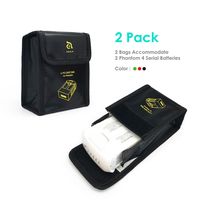 Fireproof Battery Bags Compatible for DJI Phantom 4 Serial - Custom Designed Perfectly Fits Your Drone Batteries, Must Have for Safe Charging, Storing - Includes 2 Bags (Black) by Adam Elements