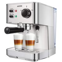 Aicok Espresso Machine, 15 Bar Espresso and Cappuccino Machine with Milk Frother, Stainless Steel Pressure Coffee Brewer for Cappuccino, Latte and Mocha, 1050W
