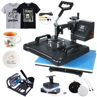 HikeGeek 5 in 1 Heat Press Machine 12"x 15" inch Professional Digital Transfer Sublimation Swing-Away for Hat Mug Plate Cap T-Shirt