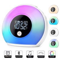 Wake Up Light Alarm Clock, Uplayteck Bluetooth Speaker Table Lamp Kids Alarm Clock for Bedroom, Tap/ Knock to Change Color Lights, Night Light Music Player for Party, Camping, Birthday Gift