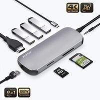 Updated 2019 Version USB C Hub, 9 in 1 USB C Adapter with Ethernet, 4K USB C to HDMI, VGA, 2 USB3.0 2 USB2.0 PD, SD TF Card Reader, Audio, Compatible Mac Pro and Other Type C Laptops