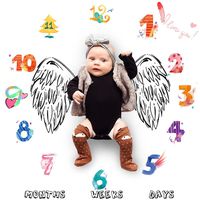 Baby Monthly Milestone Blanket for Photography Angel Wings Background for Infant Boy Girl