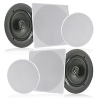 Pyle Pair 10" Flush Mount in-Wall in-Ceiling 2-Way Speaker System Spring Loaded Quick Connections Changeable Round/Square Grill Stereo Sound Polypropylene Cone Polymer Tweeter 300 Watts (PDIC16106)