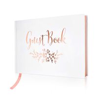 Wedding Guest Book - Polaroid Album Photo Guestbook Registry Sign-in with Gold Foil & Gilded Edges - White Hardbound Book with Bookmark - 9" x 6" Small Rose Gold (100 Pages)