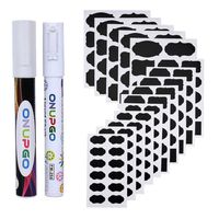 ONUPGO Chalkboard Labels - 150 Premium Reusable Chalkboard Stickers with 2 Chalk Marker to Decorate Your Pantry Storage & Office, Chalk Label Stickers for Spice Jars, Mason Jars, Spray Bottles