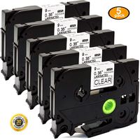 NEOUZA 5PK Compatible for Brother P-Touch Laminated Tze Tz Label Tape Cartridge 9mm x 8m (TZe-121 Black on Clear)