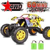 RC Car DOUBLE E 1/18 Remote Control Car 4WD Monster Truck 2.4Ghz with Two Rechargeable Batteries Dual Motors Unique Graffiti Off Road Rock Crawler