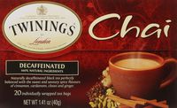 Twinings of London Decaffeinated Chai Tea Bags, 20 Count