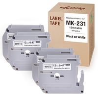 myCartridge M231 M Tape 12mm Compatible with Brother P-Touch MK231 M-K231 Black on White,4-Pack for Brother for PT-M95, PT-70BM, PT-90,PT-65, PT-70,PT-70SR,PT-85 Label Maker, 0.47in x 26.2ft
